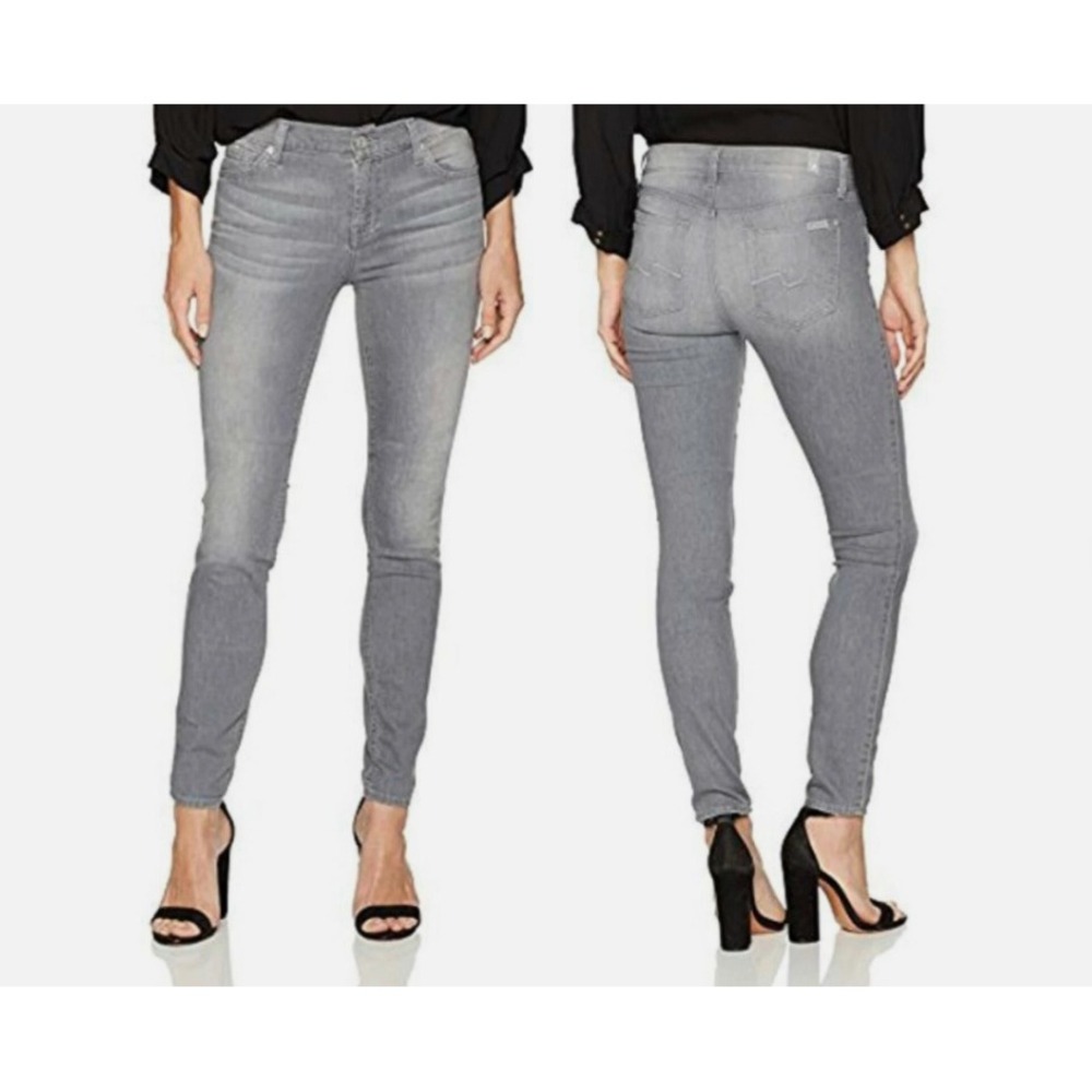 7 For All Mankind Gwenevere Skinny Jeans Ankle Length Gray Denim 26